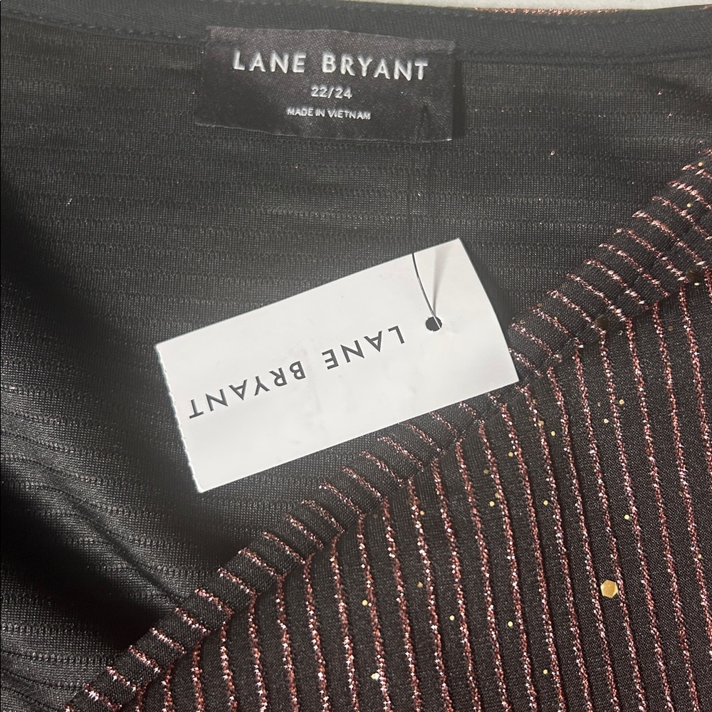 Lane Bryant Shirt Women's Size 22/24 Sequin Flutter-Sleeve V-Neck Peplum Top